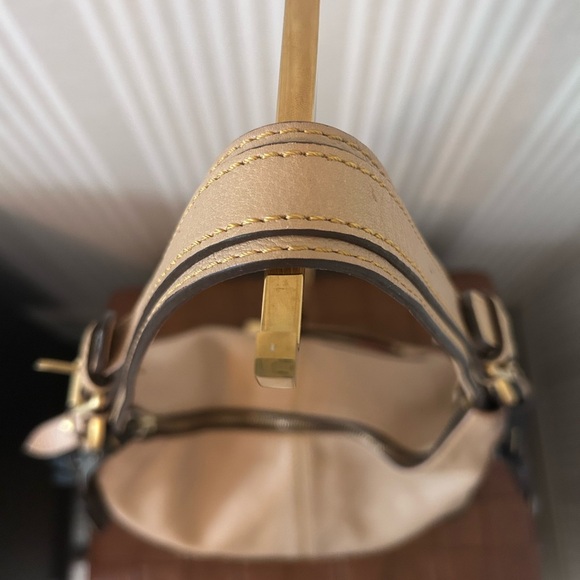 Dooney & Bourke 1975 European Leather Sophie Hobo Tan & Black Gold Hardware - Picture 13 of 16